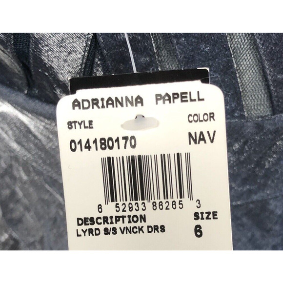 NWT ADRIANNA PAPELL Cocktail Dress Sz 6 Blue Midi Layered Lined Iridescent NEW - Picture 5 of 16